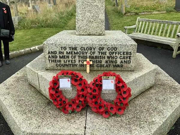 Wreaths laid at the War Memorial, Instow